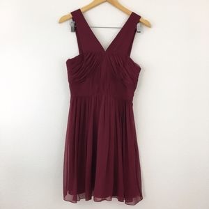 NEW Tibi Silk Dress Sleeveless Pleated Burgundy